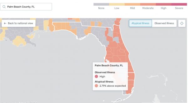 Kinsa map Palm Beach County