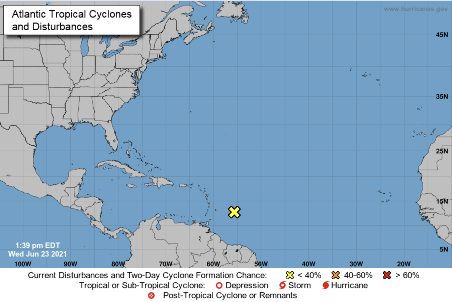 national hurricane center map June 23rd 2021