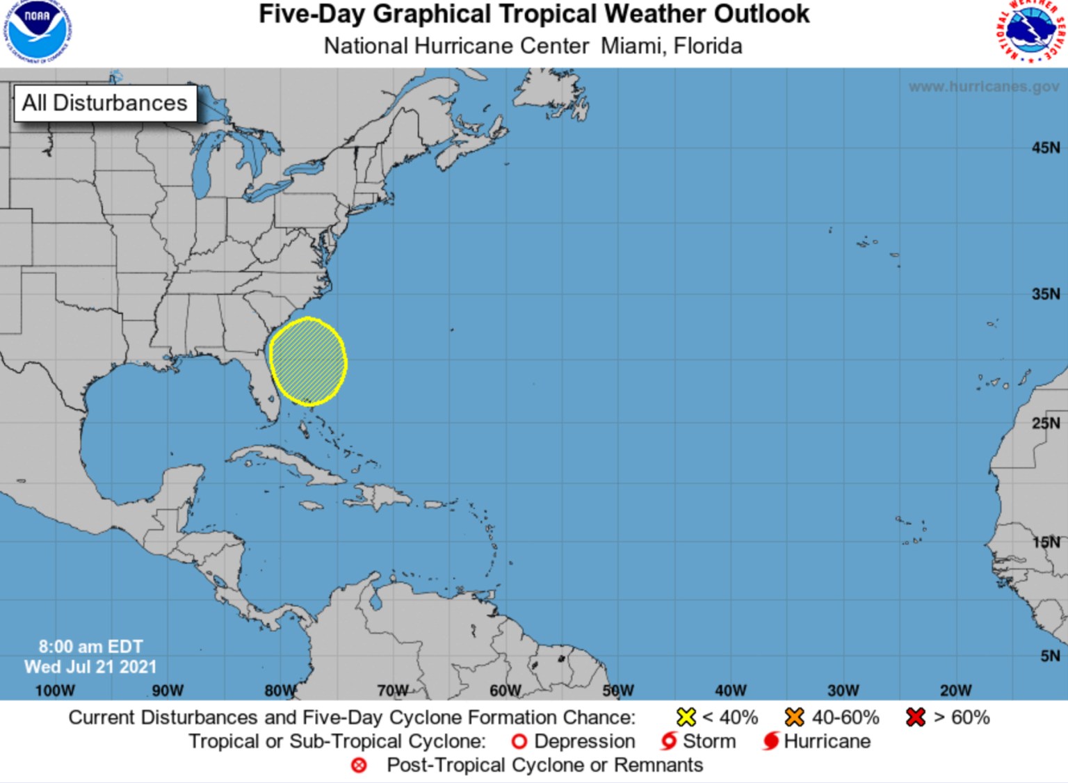 HURRICANE CENTER: Area Off Florida Showing Signs Of Development ...