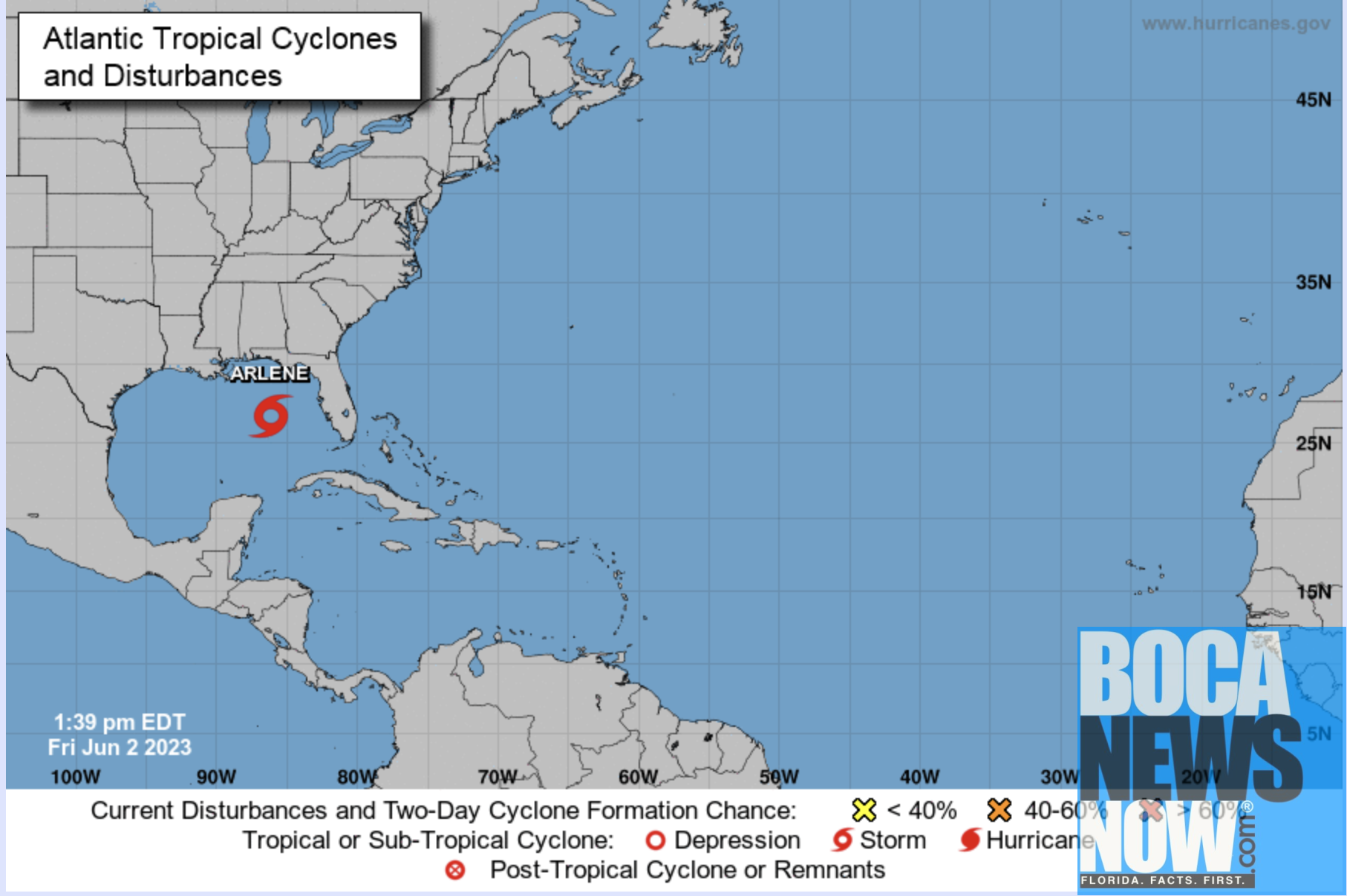 Tropical Storm Arlene Forms West Of Florida