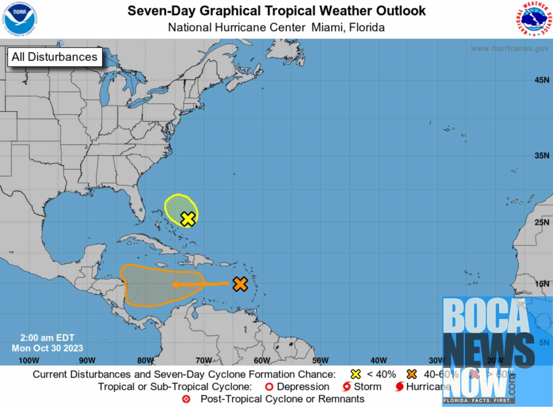 HURRICANE CENTER: Two Systems Growing East Of Florida Monday - Vimarsana News