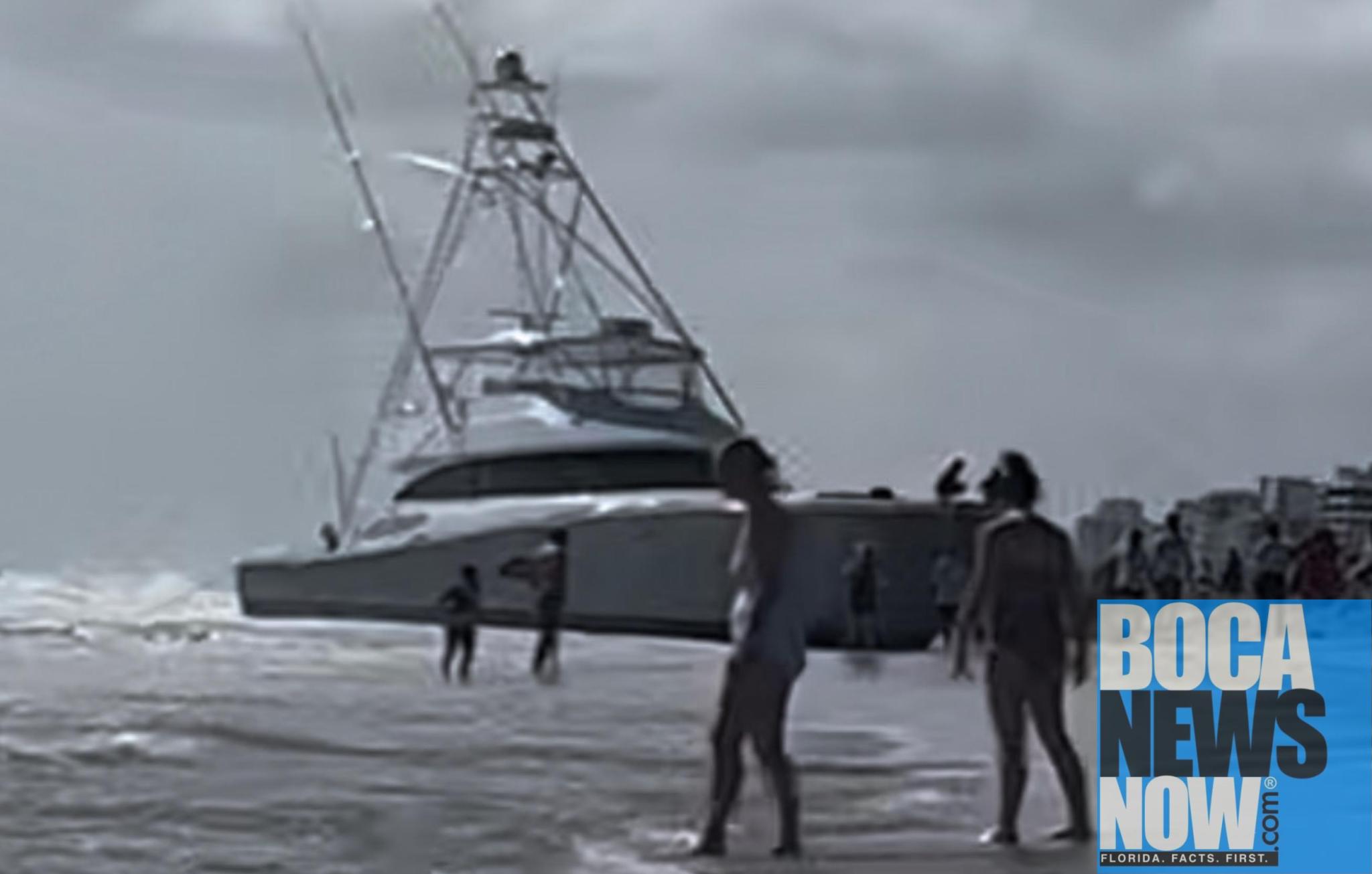viking yacht beached in delray beach florida