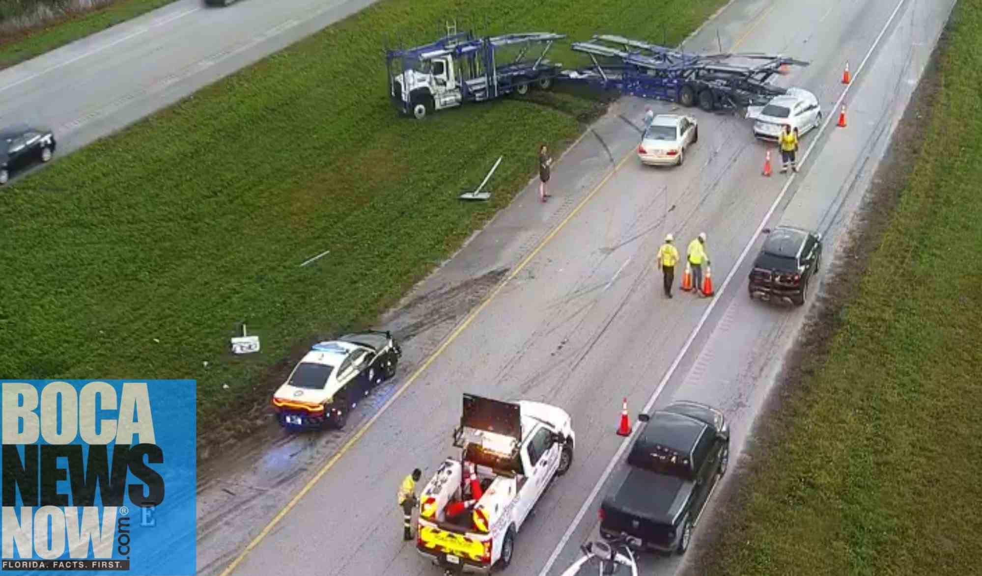 CRASH: Overturned Tractor Trailer Slowing Traffic On Alligator Alley ...