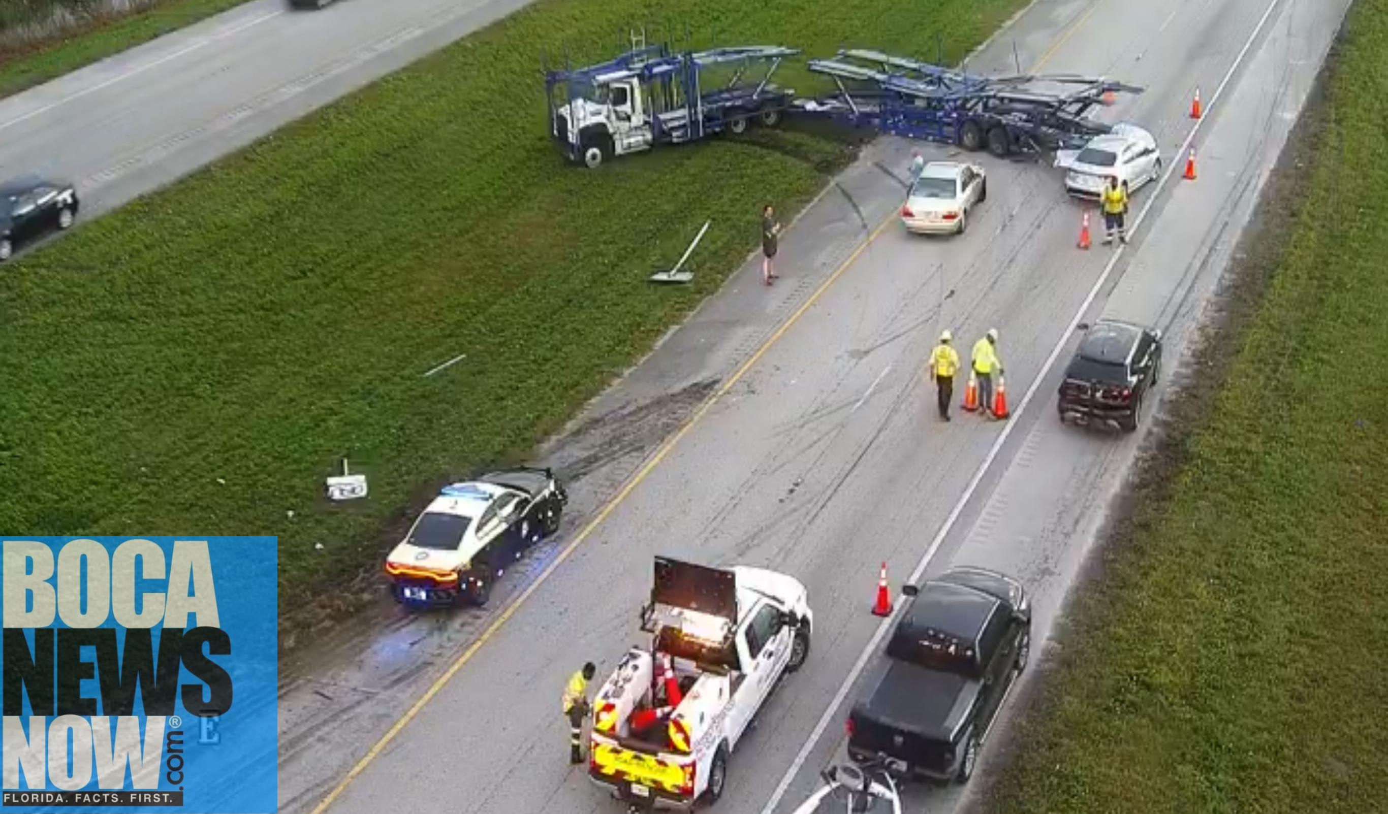 Crash Overturned Tractor Trailer Slowing Traffic On Alligator Alley 4849