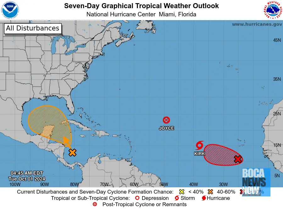 HURRICANE CENTER New System Forming East Of Florida With Kirk, Joyce