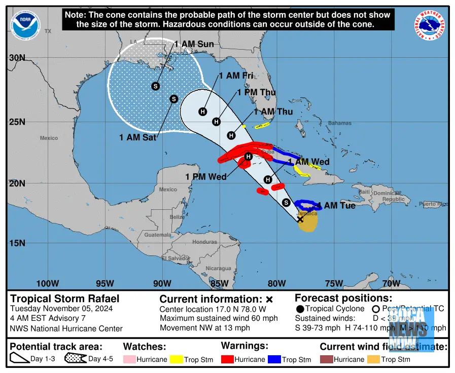 HURRICANE CENTER: TROPICAL STORM RAFAEL NOW SOUTH OF FLORIDA, SEE THE ...